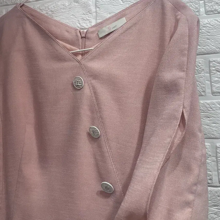 [BUNJANG] JJ JIGOTT Coral Pink Button Detail Midi Dress / JJ 지고트 반팔롱원피스:) 하객룩상견례룩오피스룩