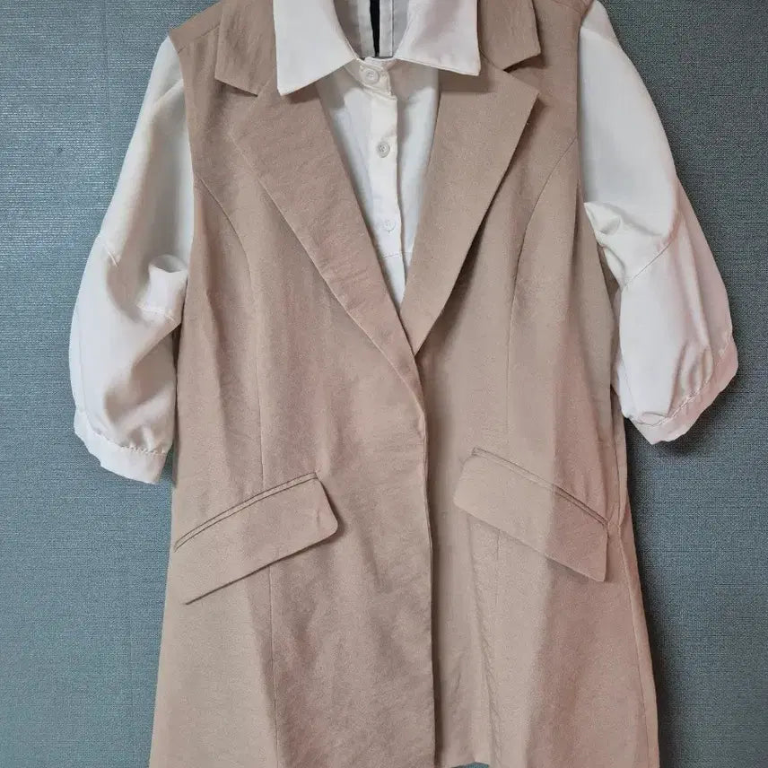 [BUNJANG] Beige Rayon Vest and Wide Pants Set / 인견 조끼+팬츠 셋업(새상품)66