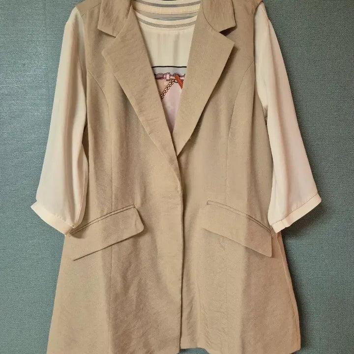 [BUNJANG] Beige Rayon Vest and Wide Pants Set / 인견 조끼+팬츠 셋업(새상품)66