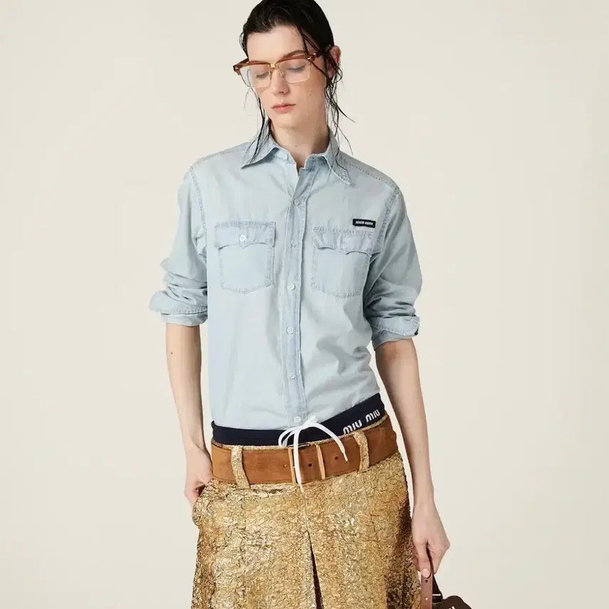 [BUNJANG] Miu Miu Chambray Shirt Size 38 / 미우미우 샴브레이 셔츠 38 사이즈