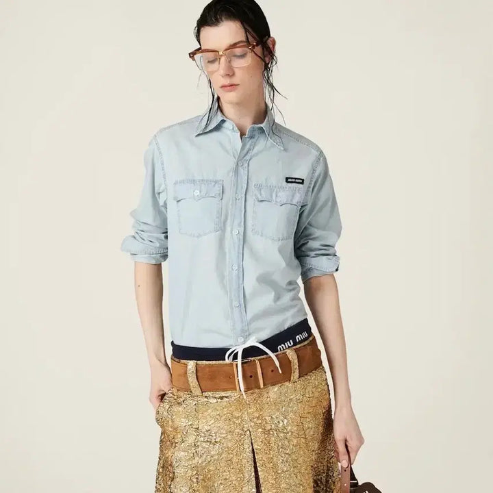 [BUNJANG] Miu Miu Chambray Shirt Size 38 / 미우미우 샴브레이 셔츠 38 사이즈