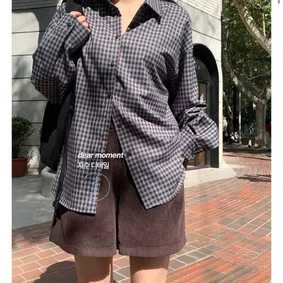 [BUNJANG] Dear.ment Diaze Loose Fit Embroidered Vintage Check Shirt / 새제품) 디어먼트 다이제 루즈핏 자수 빈티지  체크셔츠