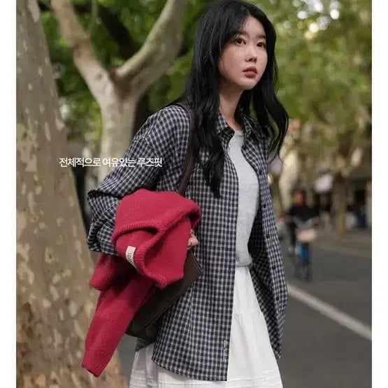 [BUNJANG] Dear.ment Diaze Loose Fit Embroidered Vintage Check Shirt / 새제품) 디어먼트 다이제 루즈핏 자수 빈티지  체크셔츠