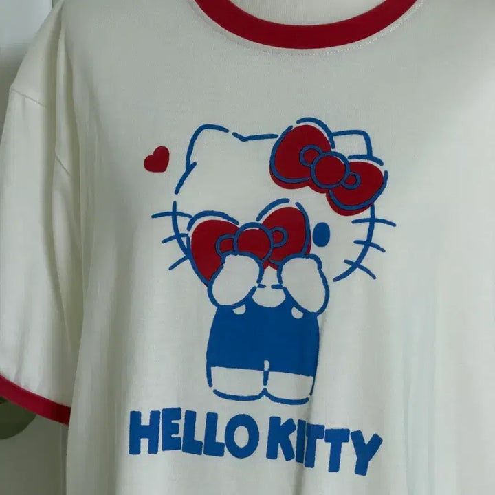 [BUNJANG] Hello Kitty Ringer T-Shirt - Red &amp; White / 헬로키티 링거 레드 화이트 티셔츠 어항빈티지진리엣팃시베이비베어소소혜지