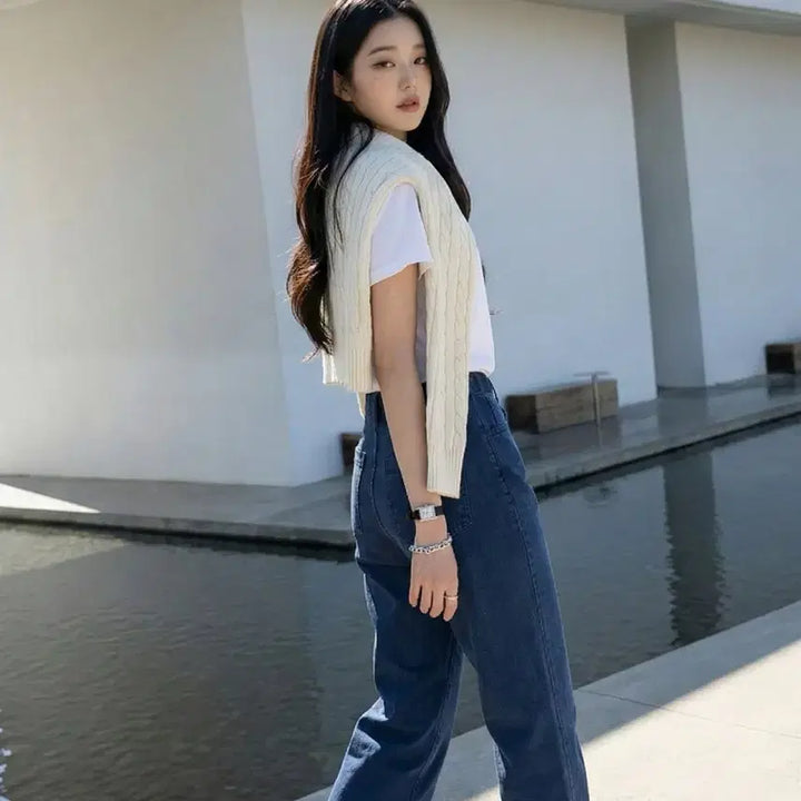 [SOLD OUT] 네이비 스판 카치온 밴딩 팬츠(XL)