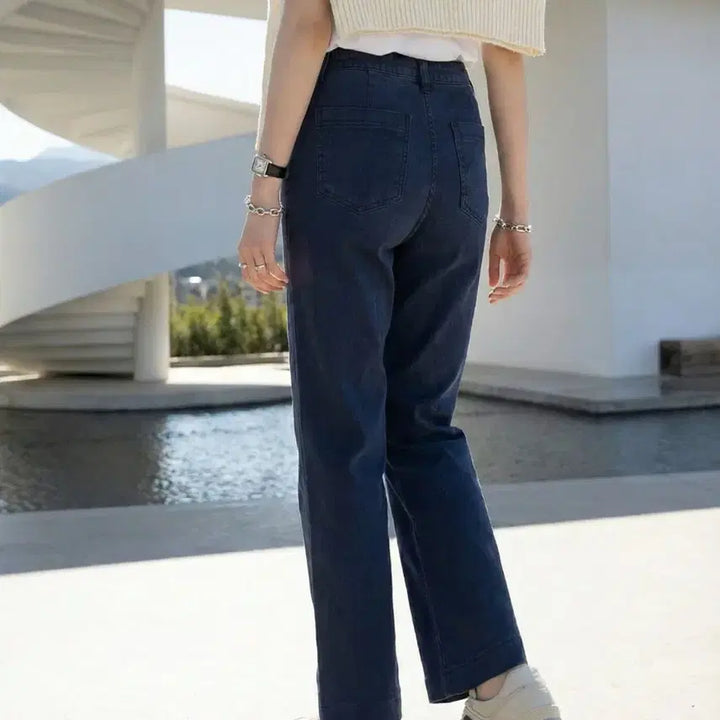[SOLD OUT] 네이비 스판 카치온 밴딩 팬츠(XL)