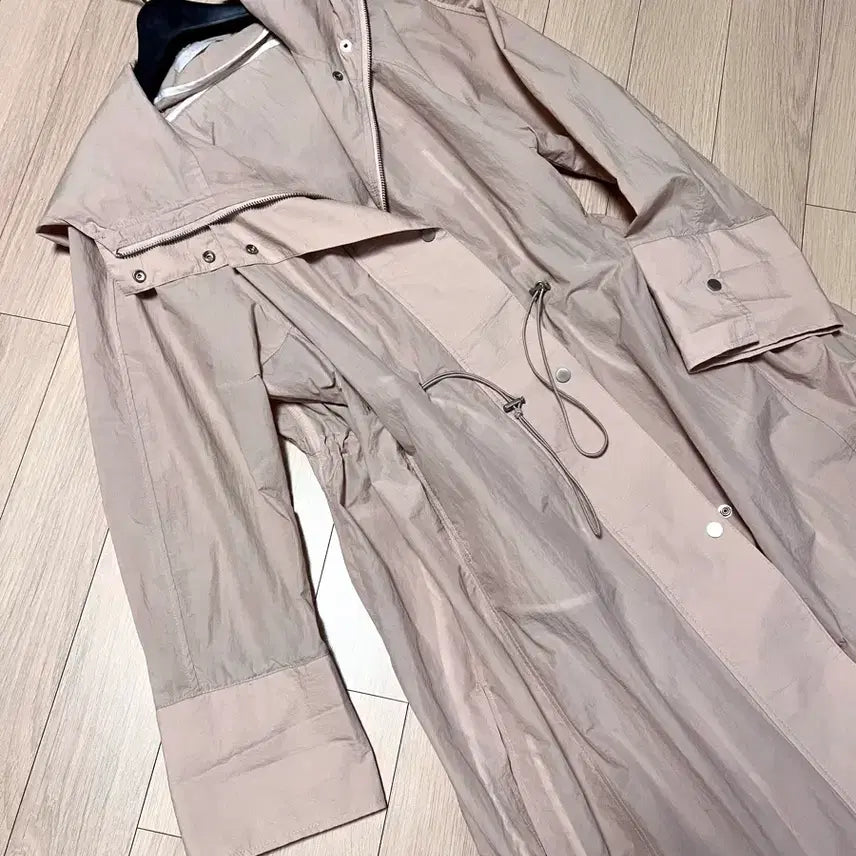 [BUNJANG] High-Quality Pink Windbreaker Jacket / 고퀄 바스락 후드 롱 바람막이 점퍼 코트 자켓 핑크 홑겹 간절기