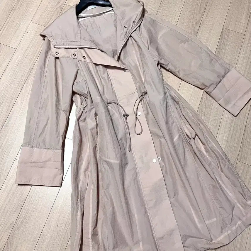 [BUNJANG] High-Quality Pink Windbreaker Jacket / 고퀄 바스락 후드 롱 바람막이 점퍼 코트 자켓 핑크 홑겹 간절기