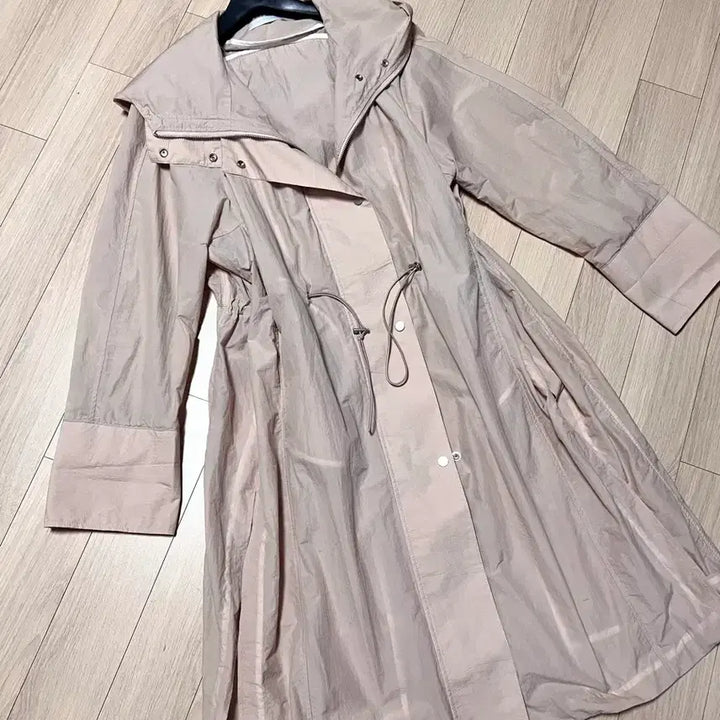 [BUNJANG] High-Quality Pink Windbreaker Jacket / 고퀄 바스락 후드 롱 바람막이 점퍼 코트 자켓 핑크 홑겹 간절기