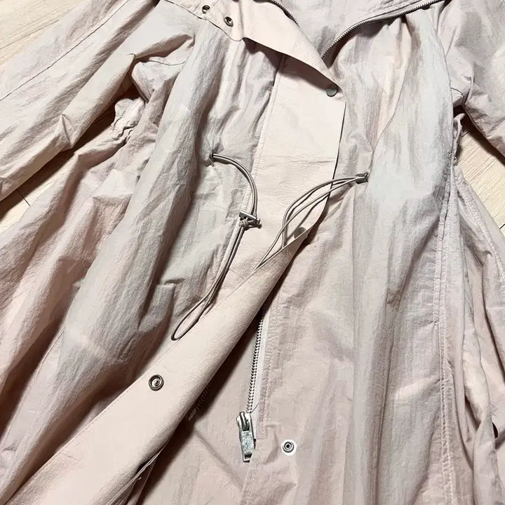 [BUNJANG] High-Quality Pink Windbreaker Jacket / 고퀄 바스락 후드 롱 바람막이 점퍼 코트 자켓 핑크 홑겹 간절기