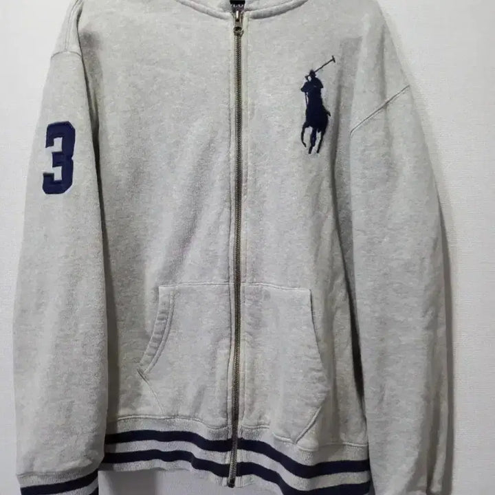 [BUNJANG] Polo Ralph Lauren Big Pony Grey Hooded Zip-Up Sweatshirt / 폴로 POLO 랄프로렌 그레이 빅포니 후드집업 95~100