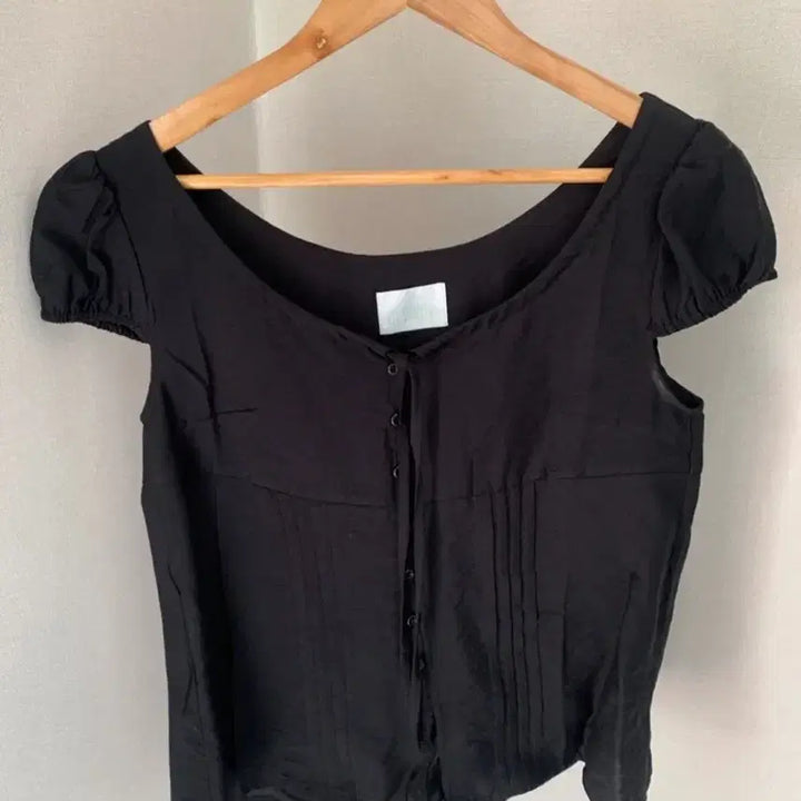 [BUNJANG] URBANE MADE Ribbon Short Sleeve Blouse Black / (새상품) 어베인 리본 반팔 블라우스 블랙