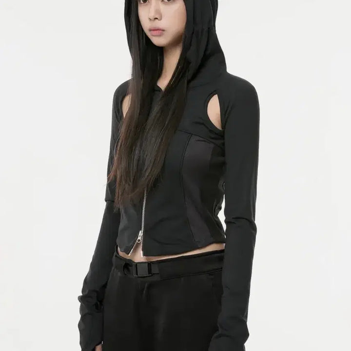 [BUNJANG] Flareup Cut-out Hooded Zip-up / 플레어업 컷아웃 후드 집업