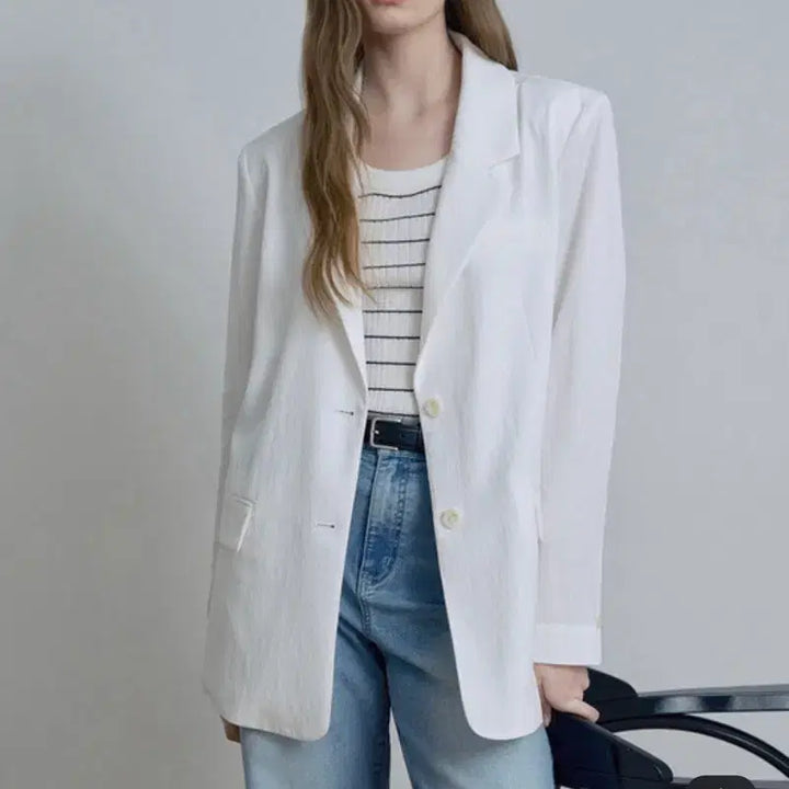 [BUNJANG] Mind Bridge White Linen Oversized Jacket / 마인드브릿지 화이트 오버핏 자켓 린넨자켓 오버핏자켓 화이트자켓 투버튼시