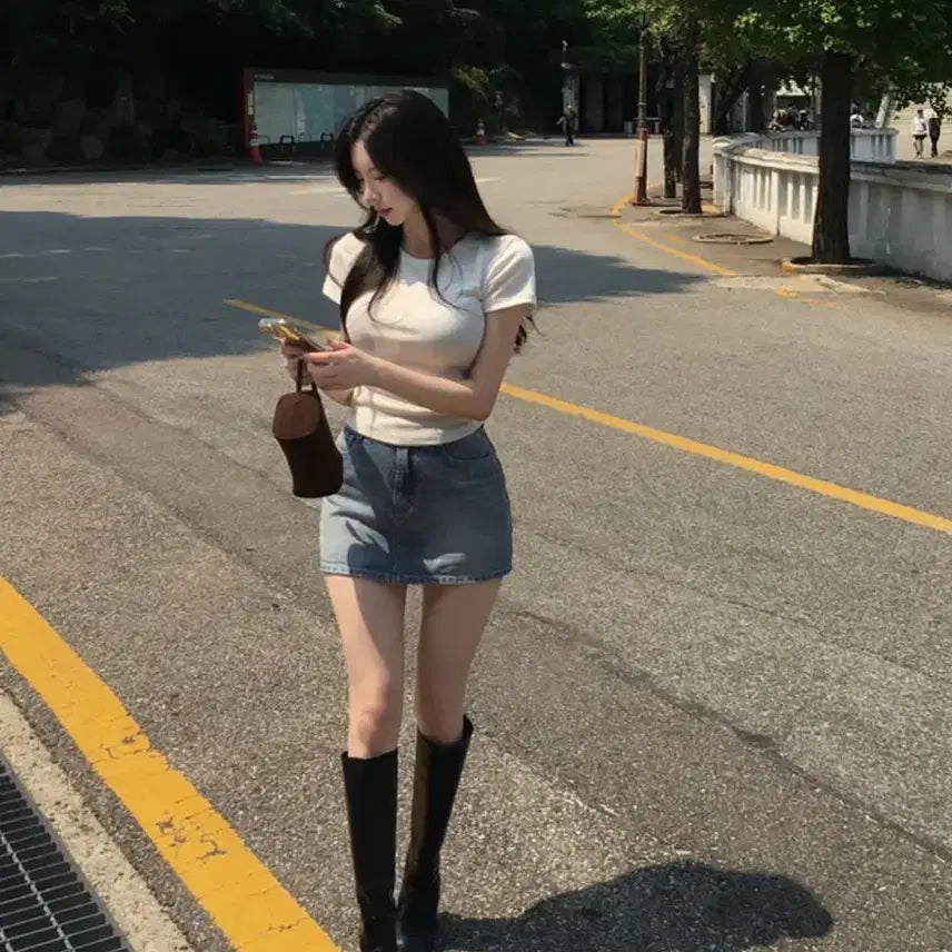 [BUNJANG] Hinic Newjeans Skirt Pants - Dark Blue M / (새상품,반택포)히니크 자체제작 뉴젠 치마 바지 - 진청 M