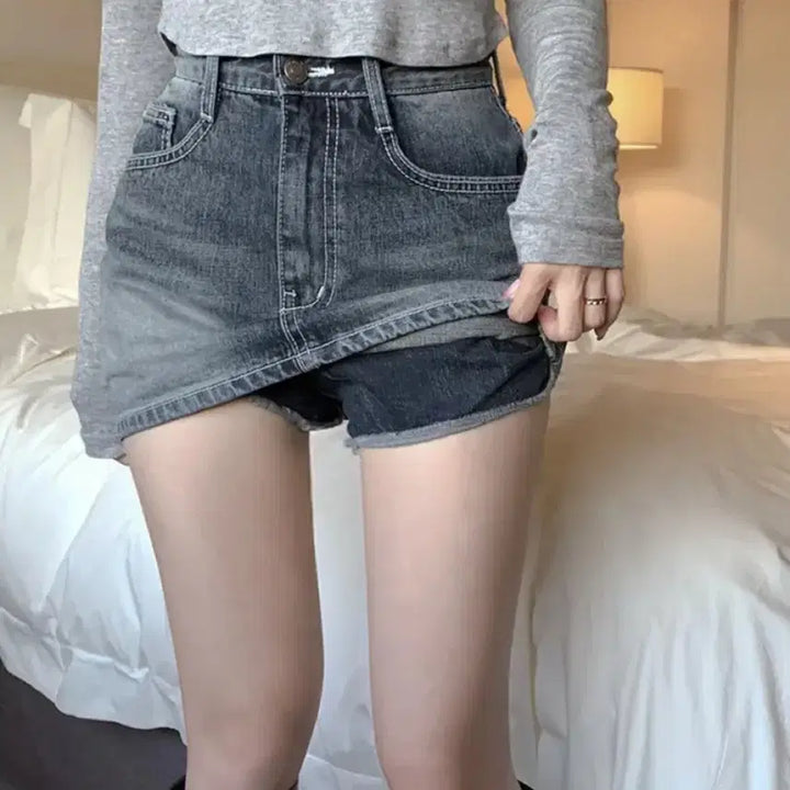 [BUNJANG] Hinic Newjeans Skirt Pants - Dark Blue M / (새상품,반택포)히니크 자체제작 뉴젠 치마 바지 - 진청 M