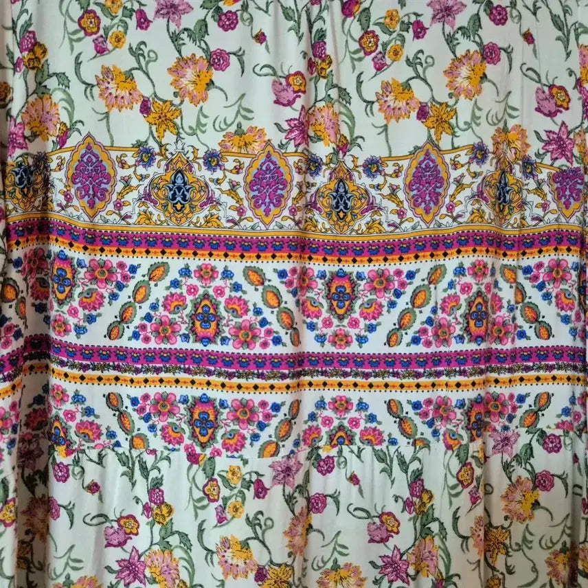 [BUNJANG] Floral Pattern Long Dress / 인견 플라워 패턴 롱 원피스 프리