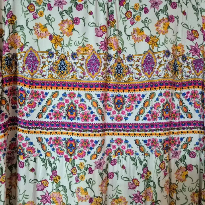 [BUNJANG] Floral Pattern Long Dress / 인견 플라워 패턴 롱 원피스 프리
