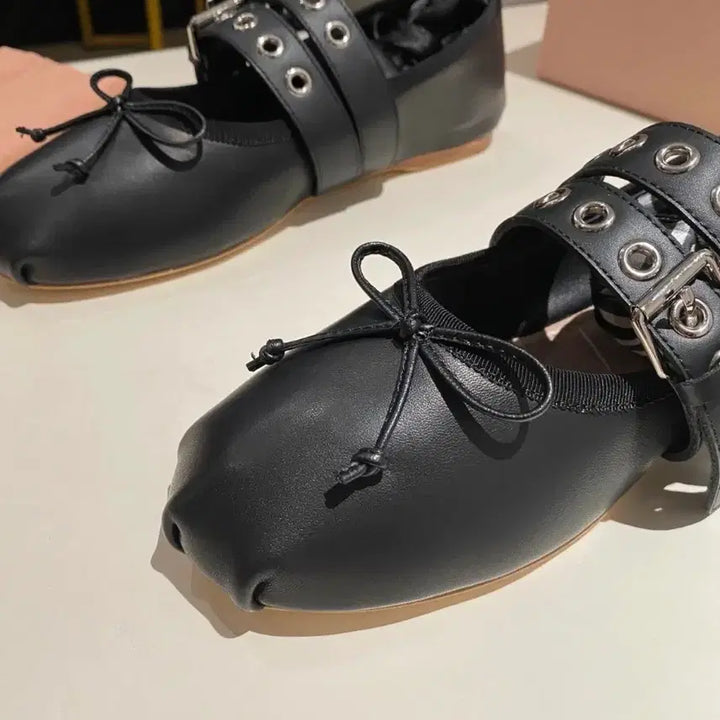 [BUNJANG] Miu Miu Ballerina Strap Flat Shoes / 미우미우 발레리나 스트랩 플랫슈즈 스트랩 탈부착 가능