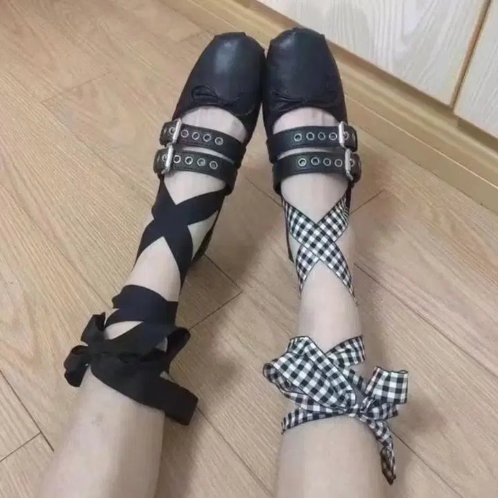 [BUNJANG] Miu Miu Ballerina Strap Flat Shoes / 미우미우 발레리나 스트랩 플랫슈즈 스트랩 탈부착 가능