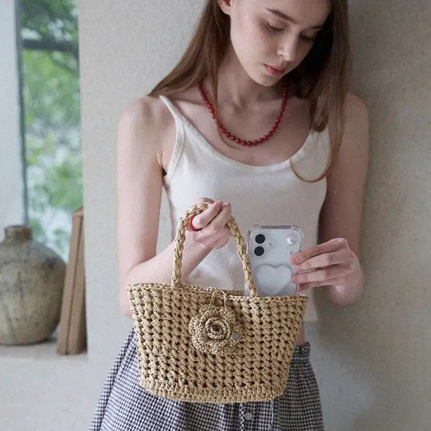 [BUNJANG] Slowslowly Raffia Bag / 슬로우슬로울리 라피아백