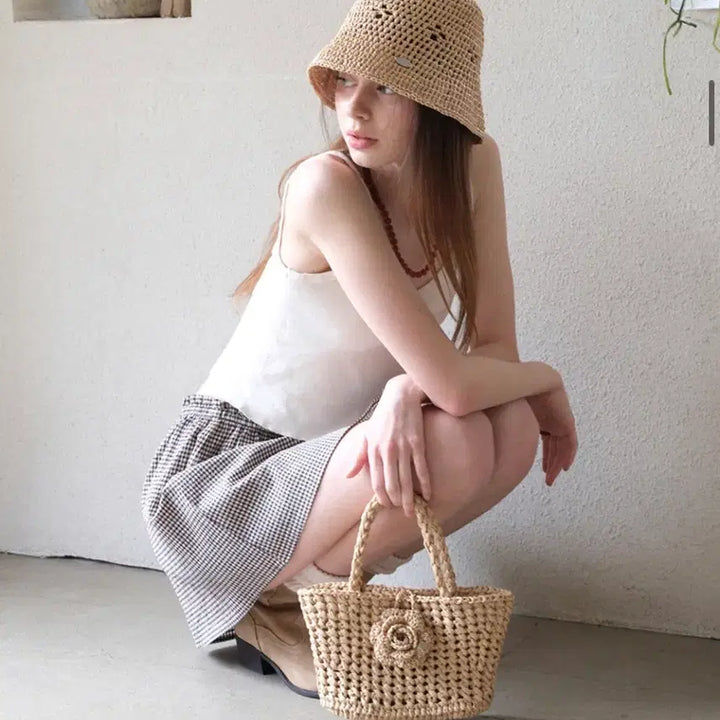 [BUNJANG] Slowslowly Raffia Bag / 슬로우슬로울리 라피아백