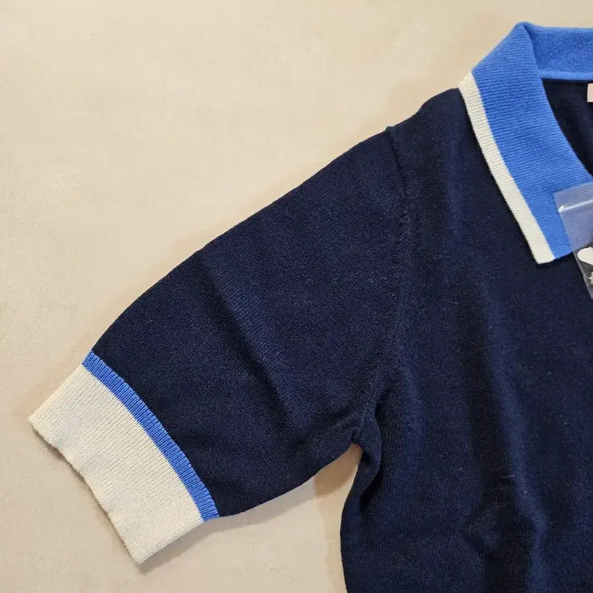 [BUNJANG] Lilio Cashmere Short Sleeve Collar Knit Navy S / (네이비S) 릴리오 캐시미어 반팔 카라니트