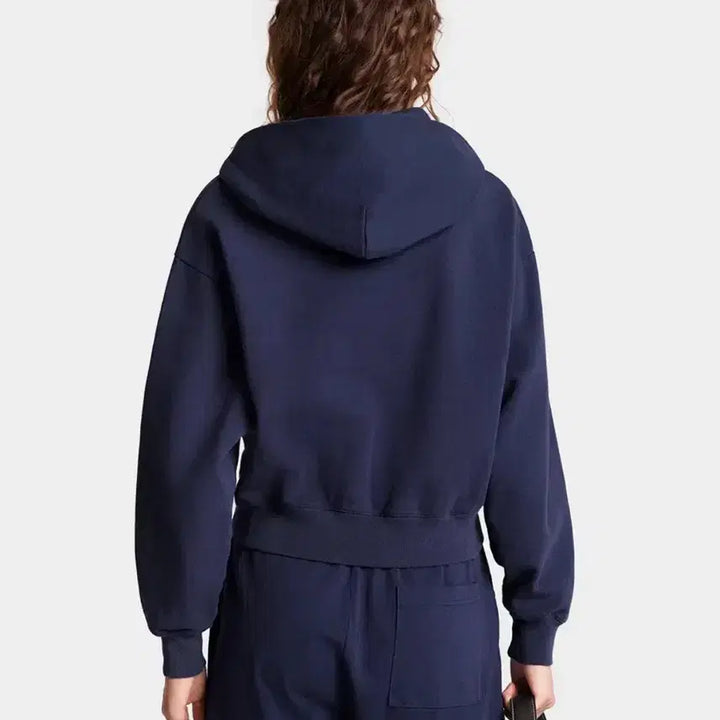 [BUNJANG] Sporty &amp; Rich Short Hoodie Zip-up Navy M / 스포티앤리티 숏 후드집업
