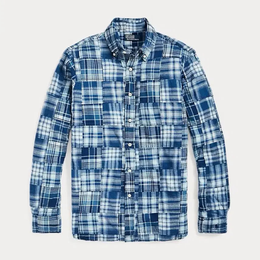 [SOLD OUT] 폴로 랄프로렌 인디고 패치워크 마드라스 셔츠 XL