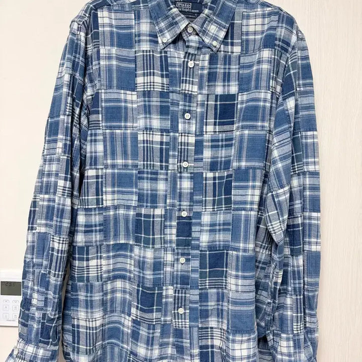 [SOLD OUT] 폴로 랄프로렌 인디고 패치워크 마드라스 셔츠 XL