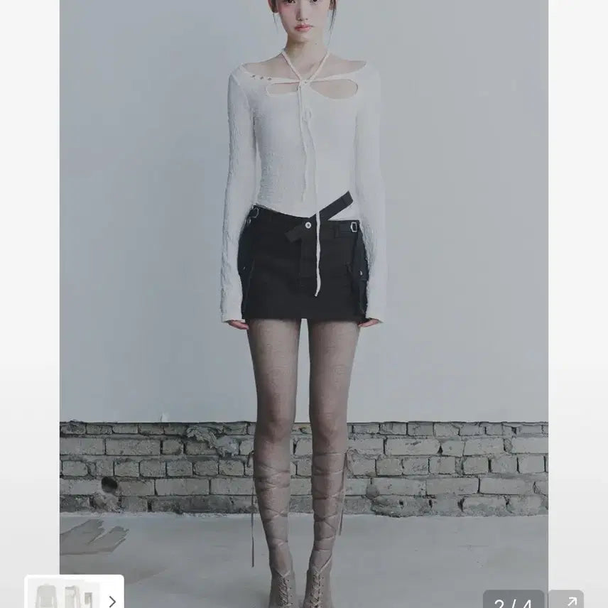 [BUNJANG] Pain Or Pleasure Wrinkled Orchid Top Ivory / 페인오어플레져 오키드 탑 아이보리 (환승연애 지현 착용)