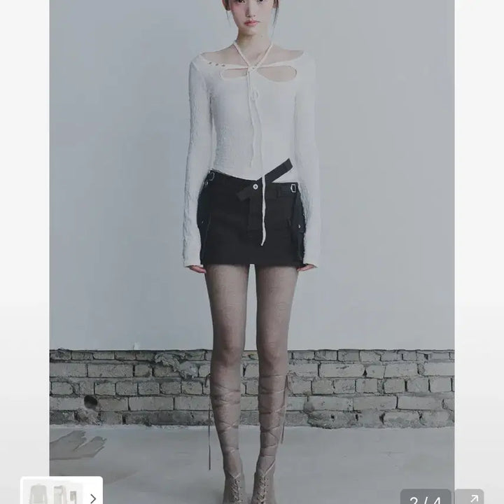 [BUNJANG] Pain Or Pleasure Wrinkled Orchid Top Ivory / 페인오어플레져 오키드 탑 아이보리 (환승연애 지현 착용)