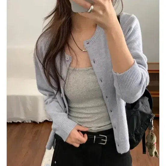 [BUNJANG] Overall SomSom Cardigan Sky Blue / 오베럴 솜솜 가디건