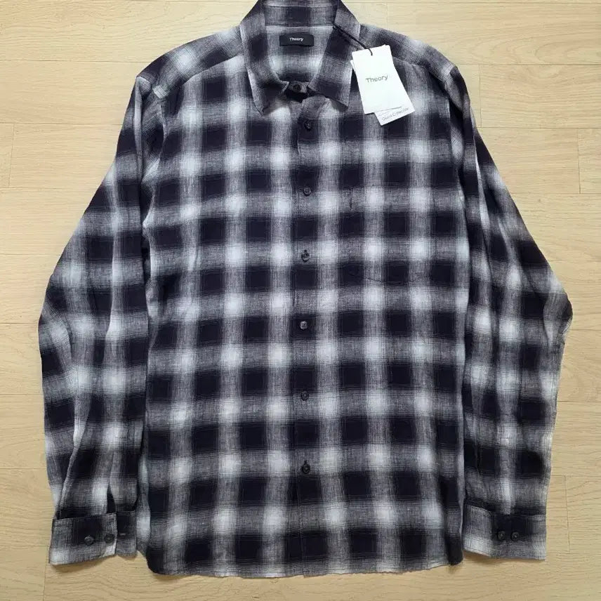[BUNJANG] Theory Linen Ombre Check Shirt / 띠어리 린넨 옴브레 체크 셔츠 L 105 정가 40만원 네이비 새제품