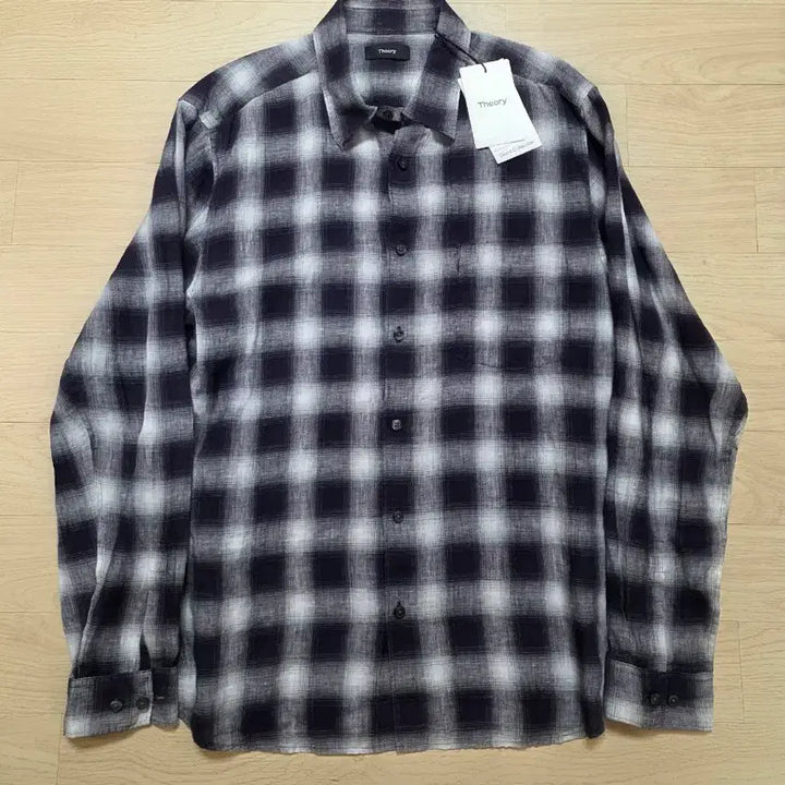 [BUNJANG] Theory Linen Ombre Check Shirt / 띠어리 린넨 옴브레 체크 셔츠 L 105 정가 40만원 네이비 새제품