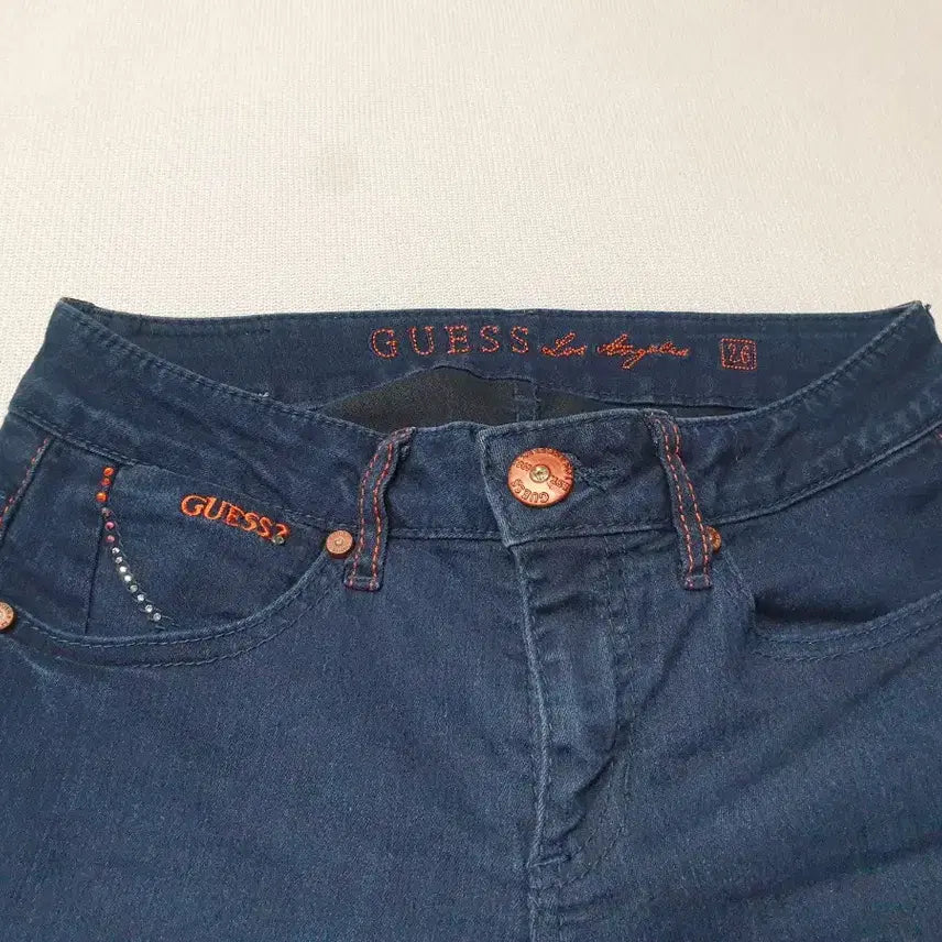 [BUNJANG] Guess Denim Skinny Jeans with Embellishments / 게스 데님 스키니진 규빅 허리26