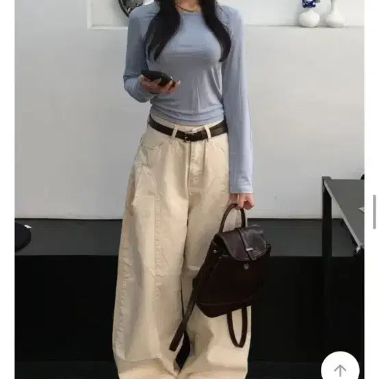 [BUNJANG] Avely Beige Wide Pants / 에이블리 베이지 와이드팬츠