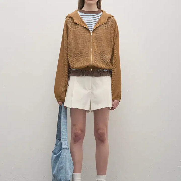 [BUNJANG] SYSTEM Crochet Hooded Knit Jumper Zip-up Cardigan / 25년 한섬 시스템 SYSTEM 크로셰 후드 니트 점퍼 집업가디건여름펀칭