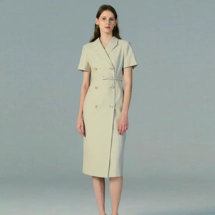 [BUNJANG] THECHEMI Signature Double Button Dress / 더케미(THECHEMI) 시그니처 원피스 55-66 새상품