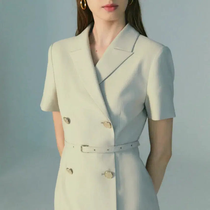 [BUNJANG] THECHEMI Signature Double Button Dress / 더케미(THECHEMI) 시그니처 원피스 55-66 새상품