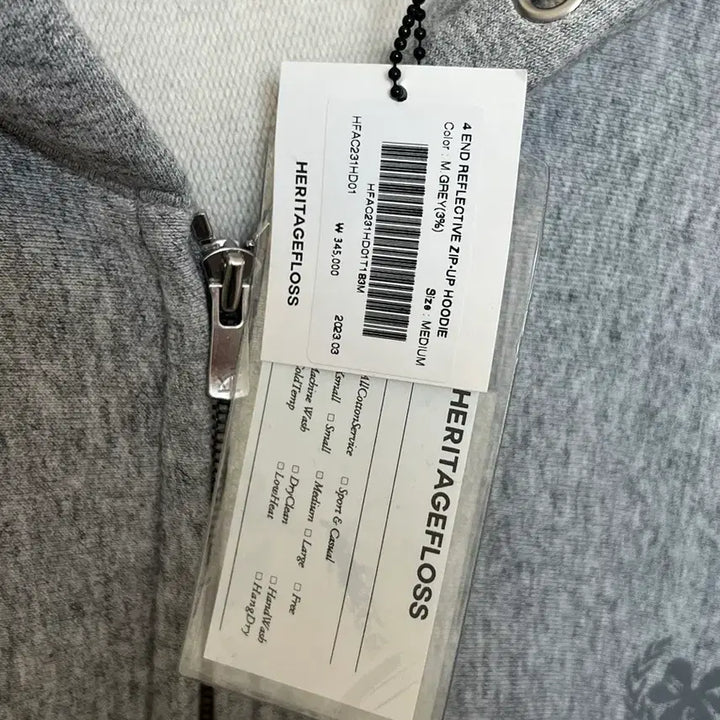 [BUNJANG] Heritagefloss Grey Hooded Zip-Up (M) / 헤리티지플로스 그레이 후드집업(M)