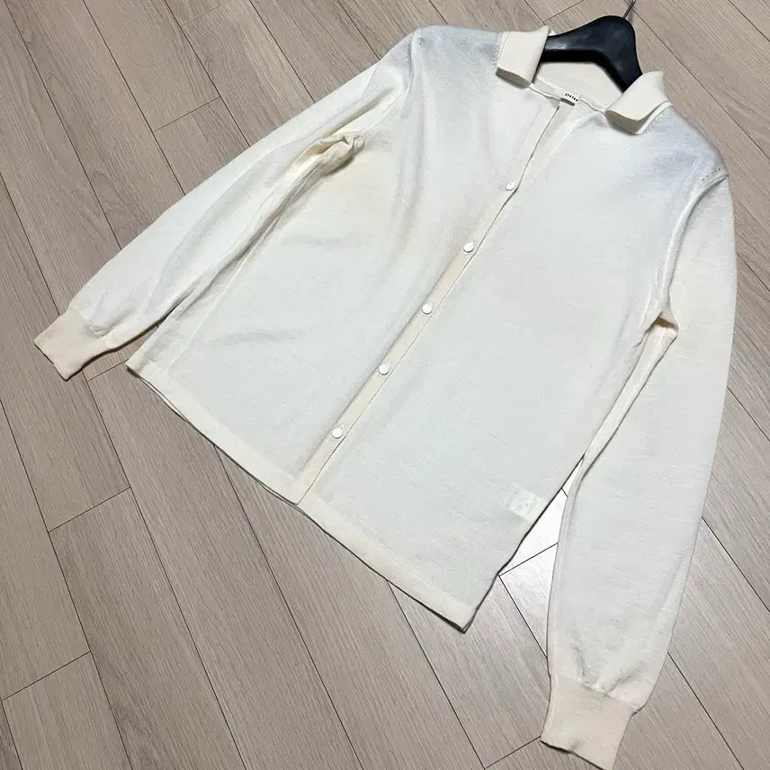 [BUNJANG] SYSTEM Wool Open Collar Cardigan Ivory Knit Top / 한섬 시스템 SYSTEM 울100% 오픈 카라 가디건 아이보리 니트 긴팔