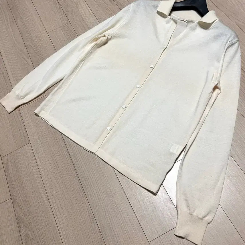 [BUNJANG] SYSTEM Wool Open Collar Cardigan Ivory Knit Top / 한섬 시스템 SYSTEM 울100% 오픈 카라 가디건 아이보리 니트 긴팔