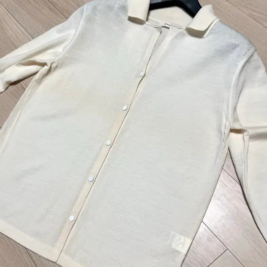 [BUNJANG] SYSTEM Wool Open Collar Cardigan Ivory Knit Top / 한섬 시스템 SYSTEM 울100% 오픈 카라 가디건 아이보리 니트 긴팔