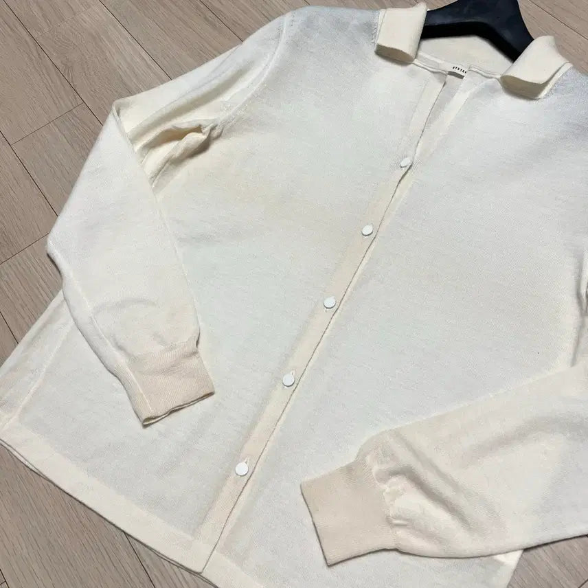 [BUNJANG] SYSTEM Wool Open Collar Cardigan Ivory Knit Top / 한섬 시스템 SYSTEM 울100% 오픈 카라 가디건 아이보리 니트 긴팔