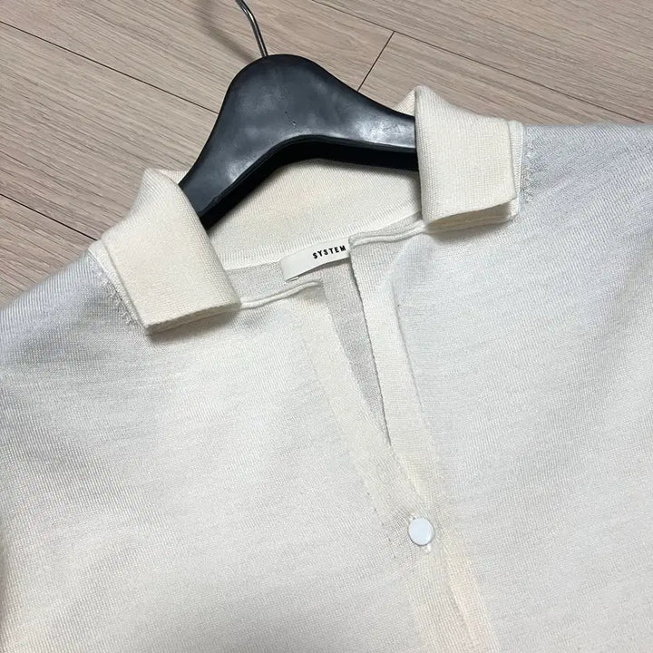 [BUNJANG] SYSTEM Wool Open Collar Cardigan Ivory Knit Top / 한섬 시스템 SYSTEM 울100% 오픈 카라 가디건 아이보리 니트 긴팔