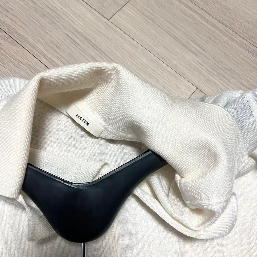 [BUNJANG] SYSTEM Wool Open Collar Cardigan Ivory Knit Top / 한섬 시스템 SYSTEM 울100% 오픈 카라 가디건 아이보리 니트 긴팔