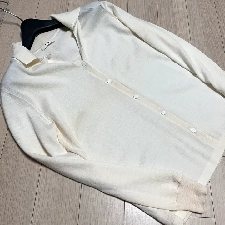 [BUNJANG] SYSTEM Wool Open Collar Cardigan Ivory Knit Top / 한섬 시스템 SYSTEM 울100% 오픈 카라 가디건 아이보리 니트 긴팔