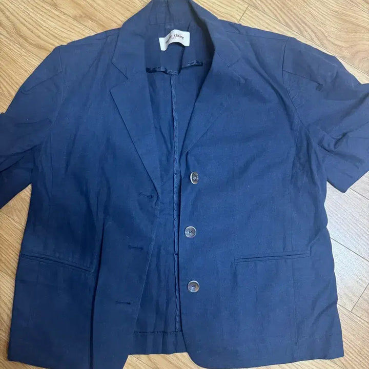 [BUNJANG] Marie Claire Navy Short Sleeve Jacket / 마리끌레르 네이비 반팔 자켓