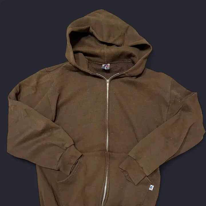[BUNJANG] Russell Athletic Hooded Zip-up Brown Jacket / 00s 러셀 애슬레틱 후드집업 브라운